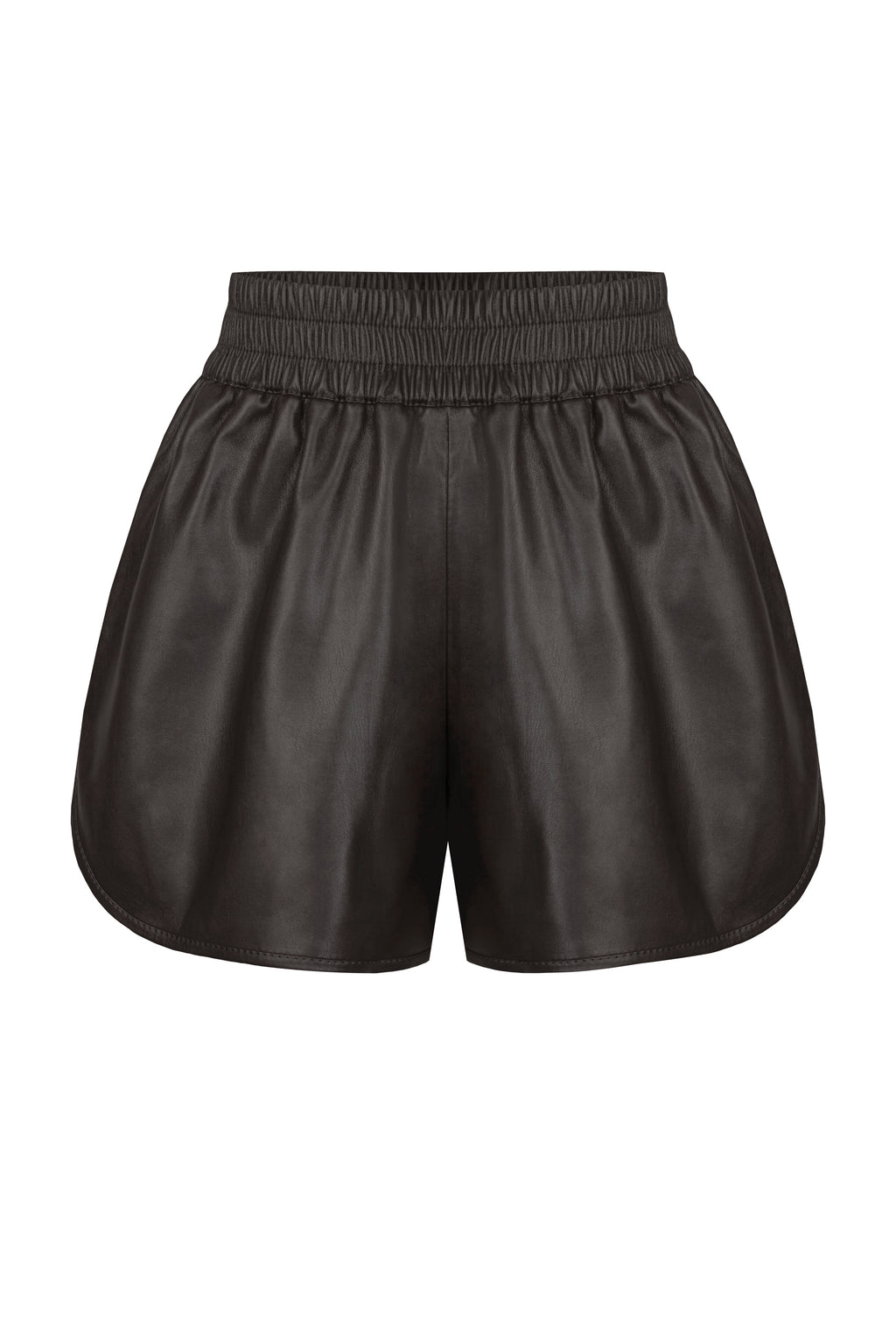 Shorts with eco leather (dark brown)