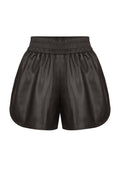 Shorts with eco leather (dark brown)