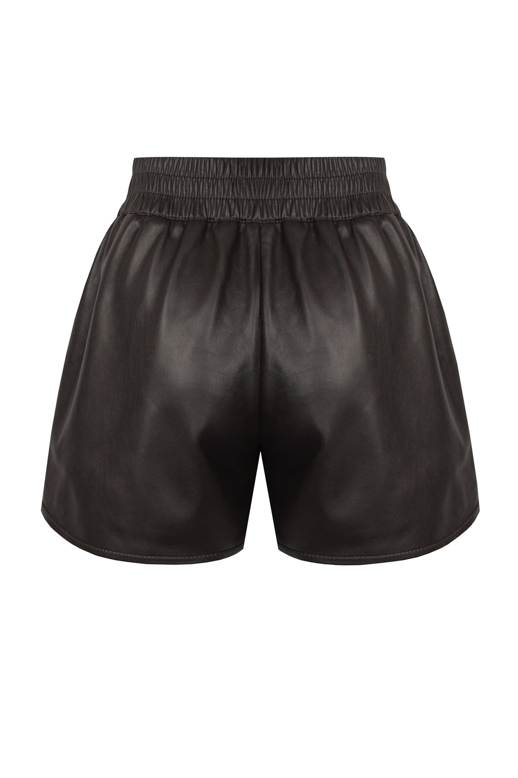Shorts with eco leather (dark brown)