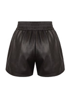 Shorts with eco leather (dark brown)