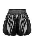 Shorts with patent leather in (dark brown)