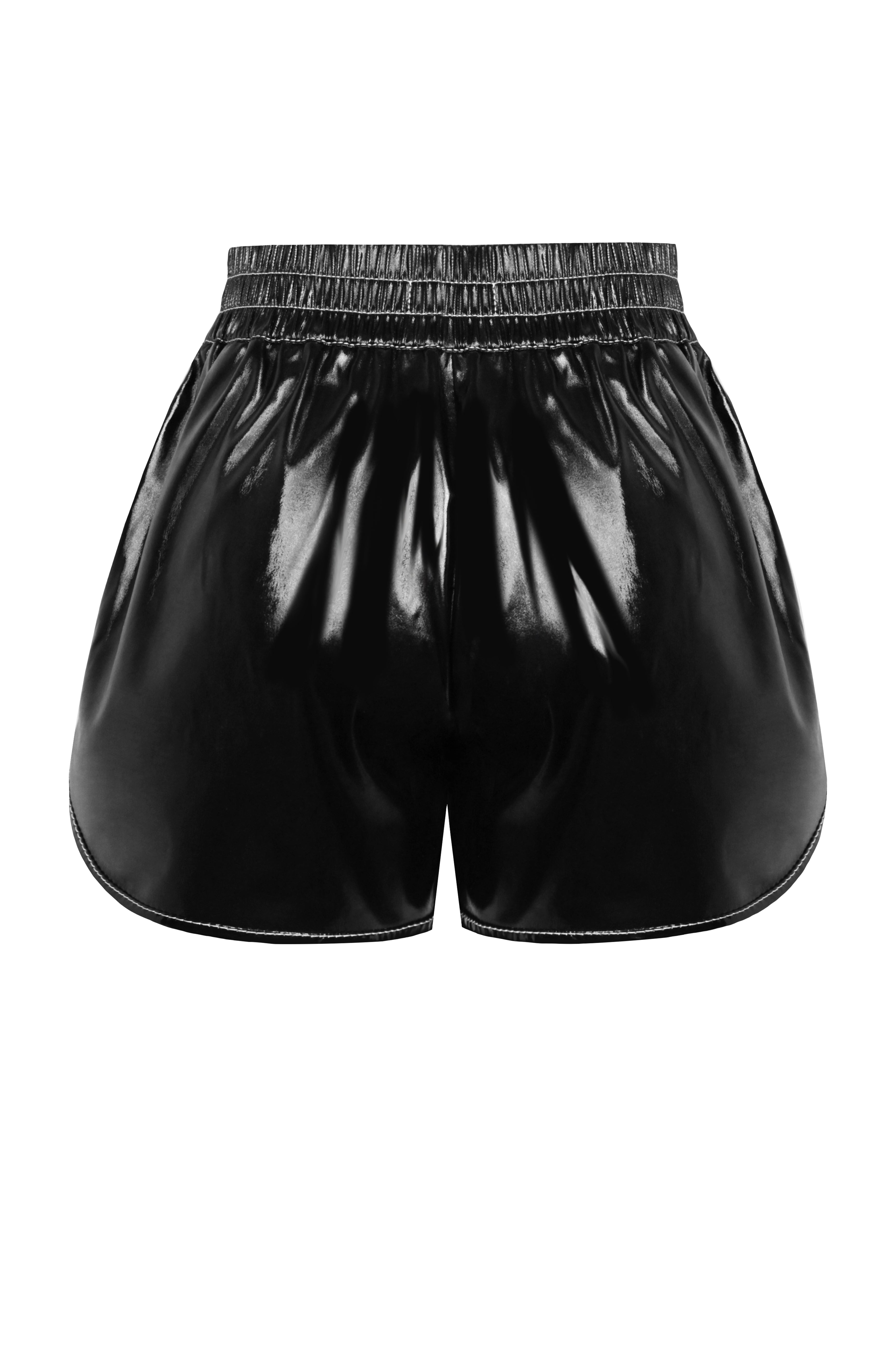 Shorts with patent leather in (dark brown)