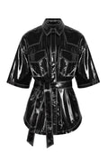 Shirt with patent leather