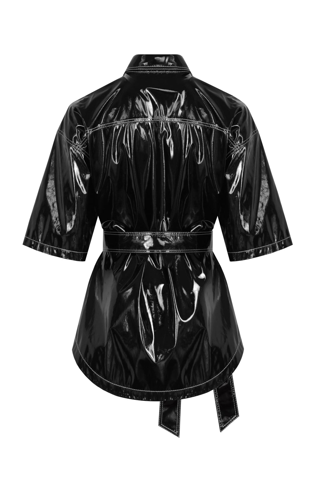 Shirt with patent leather
