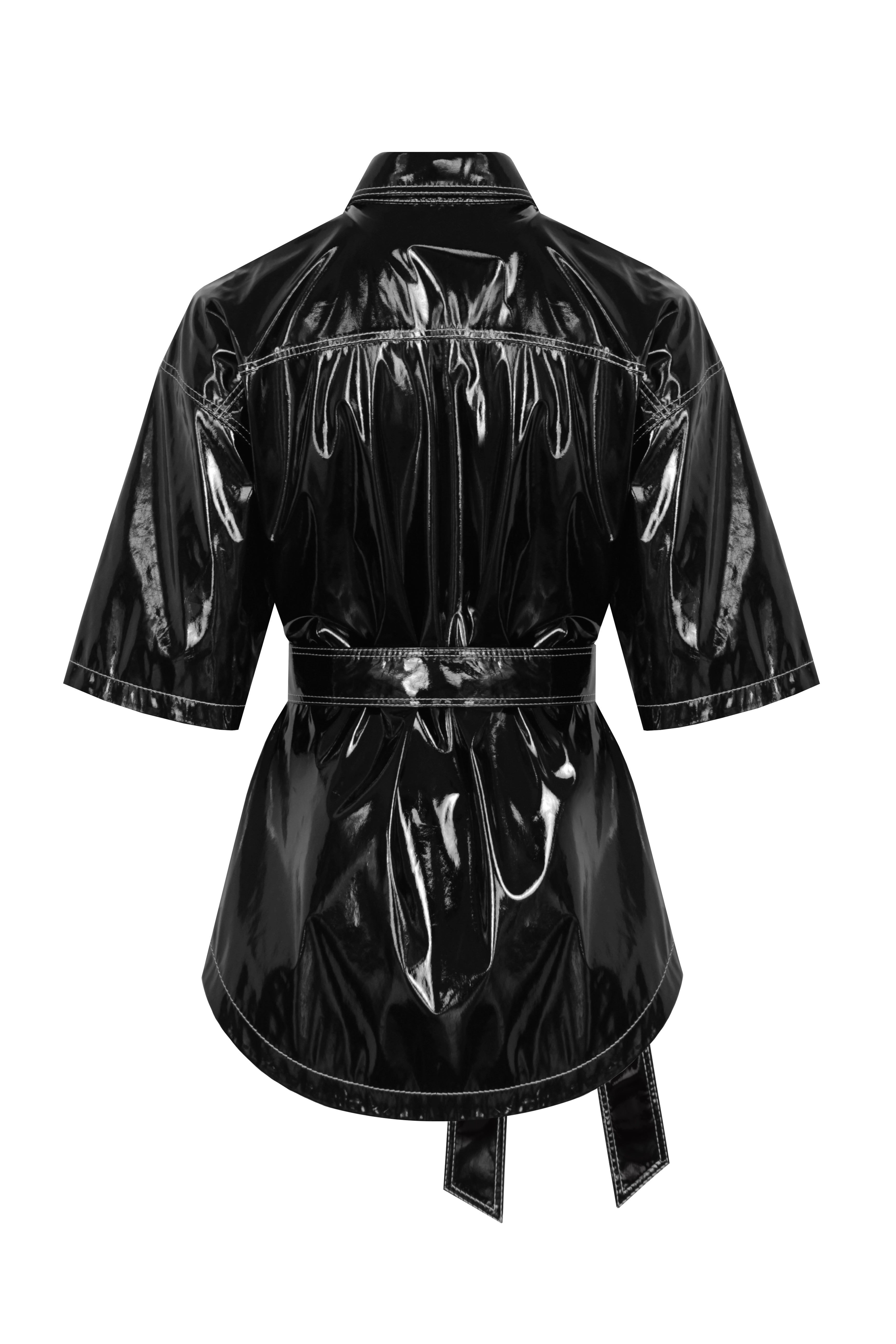 Shirt with patent leather