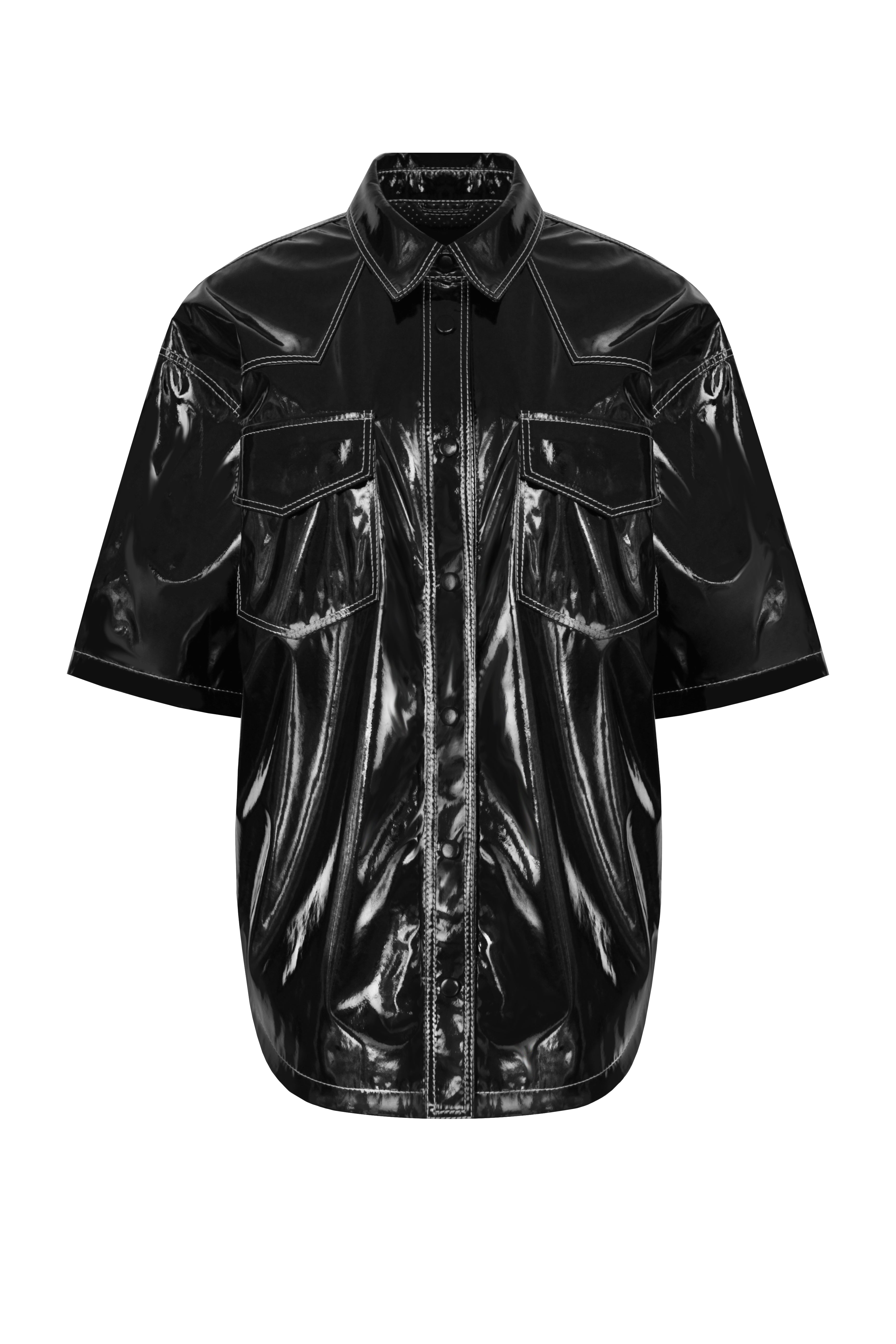 Shirt with patent leather