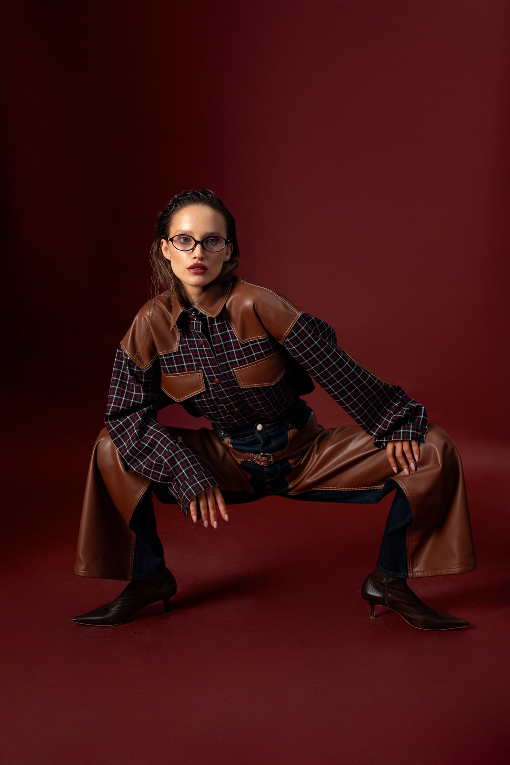 Jeans with eco-leather